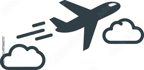 Airplane flying through clouds representing commercial travel and aviation services for global transport industries