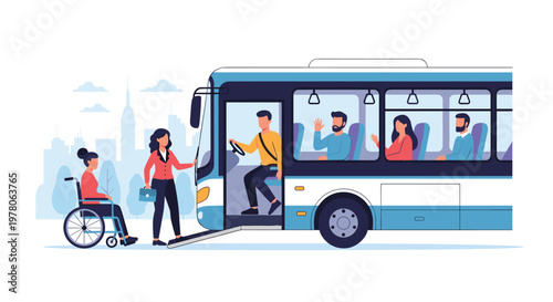 Modern city bus with a wheelchair ramp allows for easy boarding and inclusive public transportation for everyone.