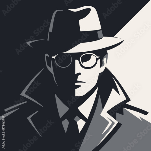 Fotografie Detective en su sombra y luz
