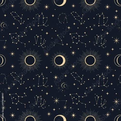Moon Phases in Starry Night Sky.