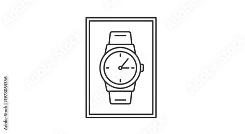 Minimalist Line Art Icon of a Classic Wristwatch