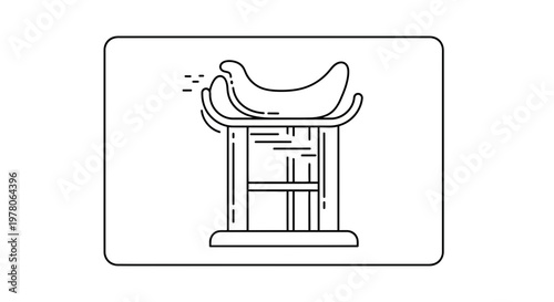 Minimalist Line Art Icon of a Traditional Asian Hat