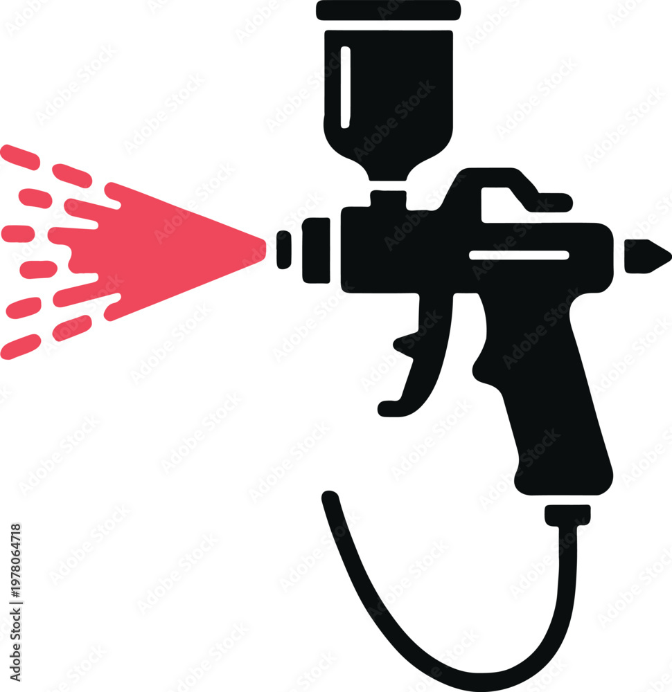Fototapeta premium sprayer paint spray gun vector icon with hose nozzle trigger red spray