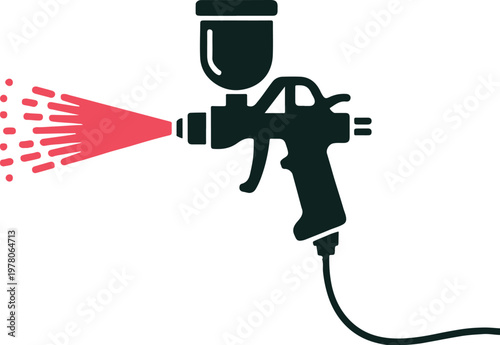 sprayer paint gun vector illustration nozzle hose trigger red droplets