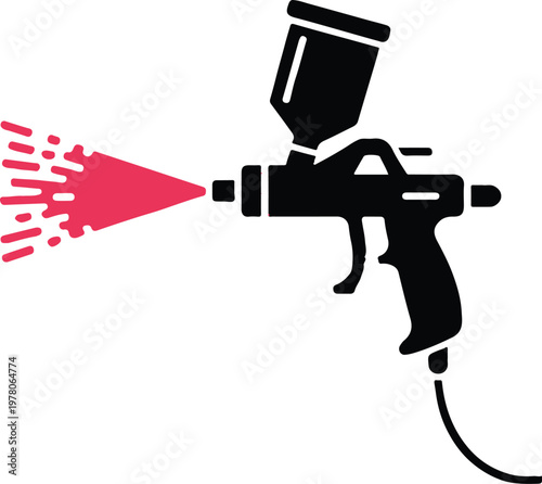 sprayer paint gun vector illustration red paint spray droplets icon set