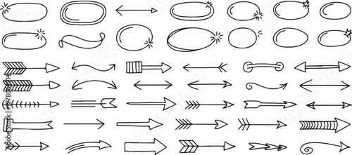 arrow doodle arrows loops swirls pointers and frame elements set