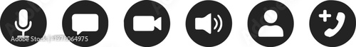 icons user interface symbols microphone chat video speaker add phone