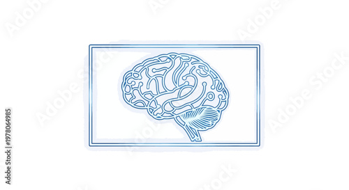 Digital Brain Icon with Circuit Board Lines, Artificial Intelligence Concept