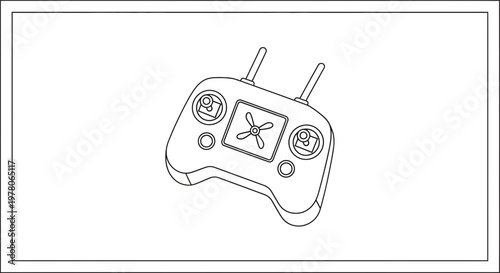 Drone Remote Control Transmitter with Joysticks and Screen - Line Art