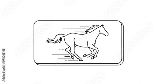 Dynamic Horse Galloping Line Art Icon