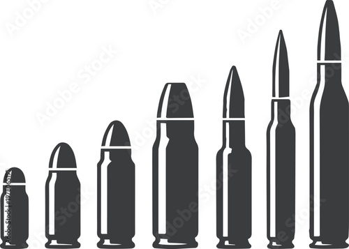 bullet cartridge silhouette lineup showing progressive calibers