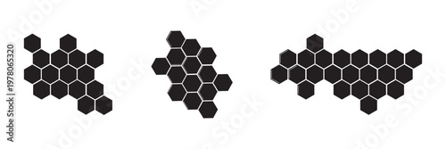 Line honeycomb vector icon. Bees hive symbol. Vector illustration isolated on white background. Black color Honeycomb icon set. Honeycomb of bee. Propolis Honey comb. Honey hive pattern. EPS 10.