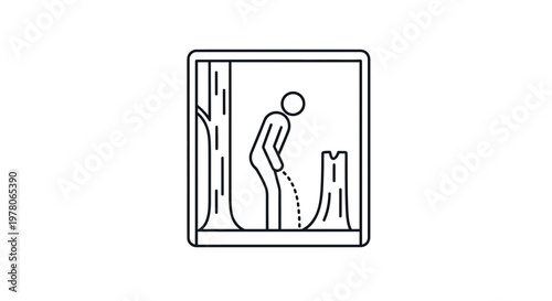 Man Urinating in Forest Nature, Public Restroom Symbol, Outdoor Peeing Icon