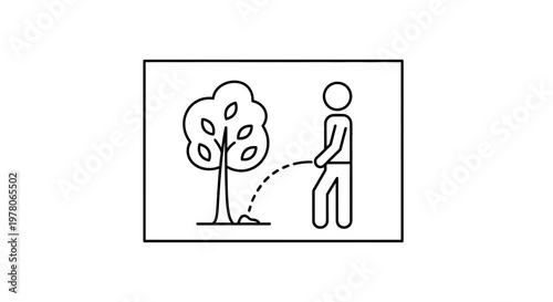 Man urinating on a tree, public urination, outdoor, hygiene, nature, violation