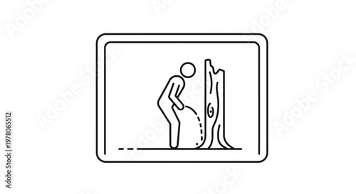 Man Urinating on Tree Icon: Public Restroom, Outdoor Nature Symbol