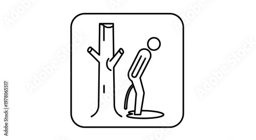 Man Urinating on Tree Icon - Public Restroom Sign Concept