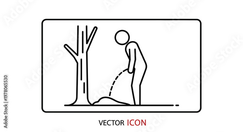 Man Urinating on Tree Icon Vector Illustration