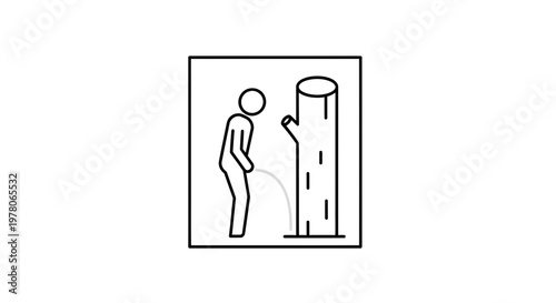 Man Urinating on Tree Icon, Public Restroom Sign, Outdoor Toilet Symbol