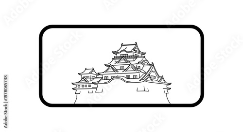 Japanese Castle Sketch: Traditional Architecture, Historical Landmark, Cultural Icon
