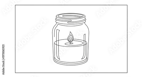 Jar Candle Flame Illustration