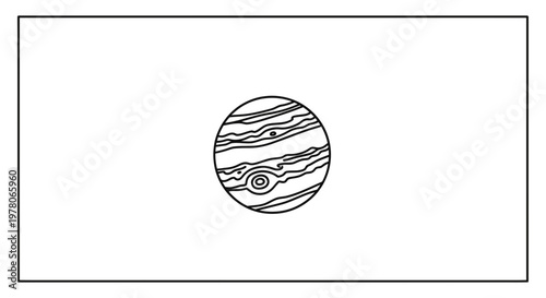 Jupiter Planet Illustration - Stylized Drawing of Gas Giant with Swirling Bands and Great Red Spot