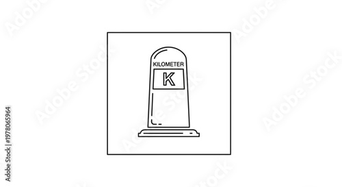 Kilometer marker sign, road sign indicating distance, simple line art icon