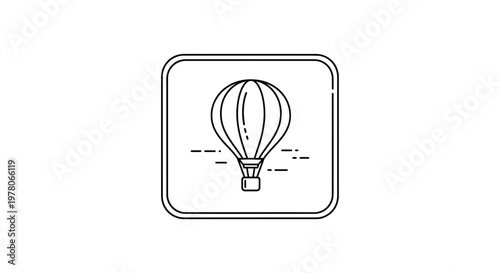 Hot Air Balloon Icon, Outline Graphic, Adventure and Travel Concept