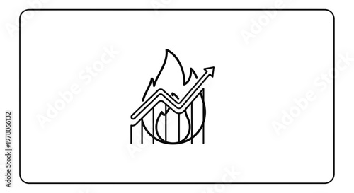 Hot Stock Market Growth Icon: Upward Arrow on Fire