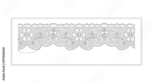Elegant Floral Lace Border Design Vector Illustration