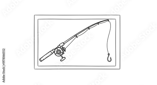 Fishing Rod and Hook Illustration - Outdoor Hobby and Leisure