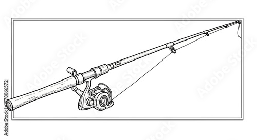 Fishing Rod and Reel Illustration - Close-up of Fishing Gear