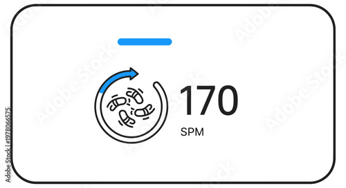Fitness tracker showing 170 SPM (steps per minute) with running icon