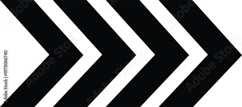 Three black arrows pointing right on white background for design and direction  simple geometric shapes