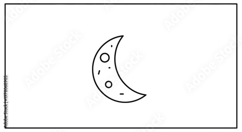 Crescent Moon Icon with Stars, Celestial Body, Night Sky, Astronomy, Simple Vector Art