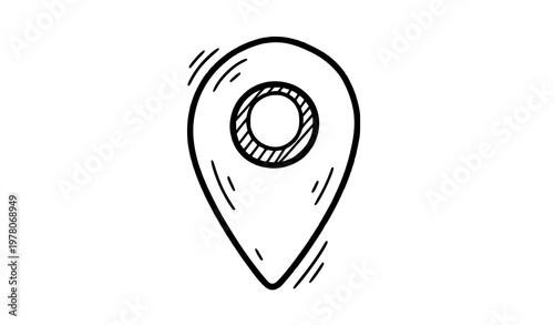 Doodle map pin icon hand drawn location pointer vector
