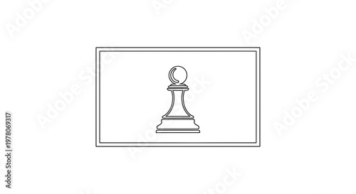 Chess Pawn Silhouette on White Background - Minimalist Game Piece Icon