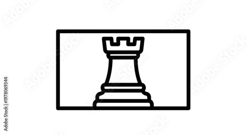 Chess Rook Icon on White Background, Strategy and Game Symbol