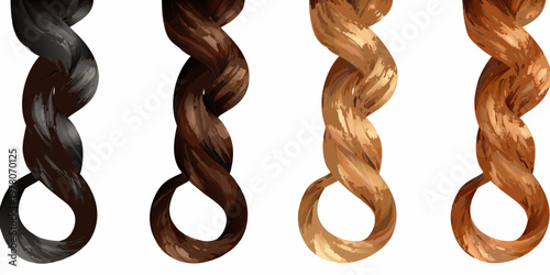 Four braided strands of hair varying in shades from dark to light