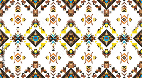 Colorful Native American Tribal Pattern Seamless Background