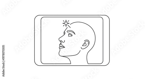 Woman's Profile with Sparkling Idea Symbol Above Head - Innovation Concept