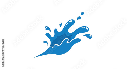 Dynamic Blue Water Splash with Droplets Isolated on White Background