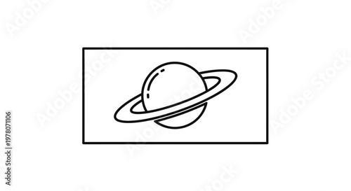 Stylized Planet Saturn with Rings Icon on White Background
