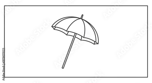 Simple Line Art Illustration of an Open Umbrella