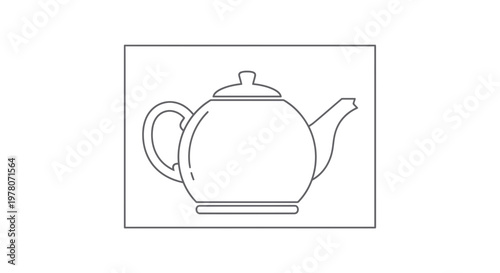 Simple Line Art Teapot Icon, Minimalist Kitchenware Drawing