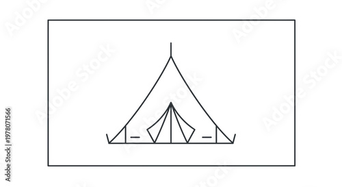 Simple Line Art Tent Icon, Camping Adventure Symbol, Outdoor Recreation Graphic