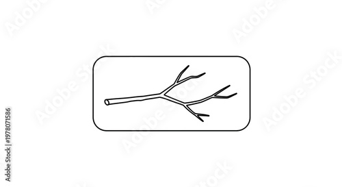 Simple line drawing of a bare tree branch with multiple twigs on a white background