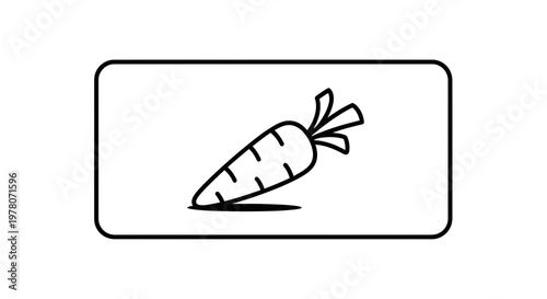 Simple Line Drawing of a Carrot Icon on a White Background