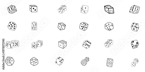 Digital Gaming Dice Symbols – Vector Game Interface Icons for Mobile Apps, Casino Software, and Interactive Board Game UI