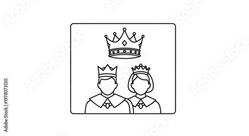 Royal Couple Icon: King and Queen with Crown, Symbolizing Royalty and Power