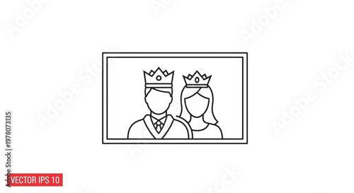 Royal Couple Portrait Icon: King and Queen with Crowns in a Frame
